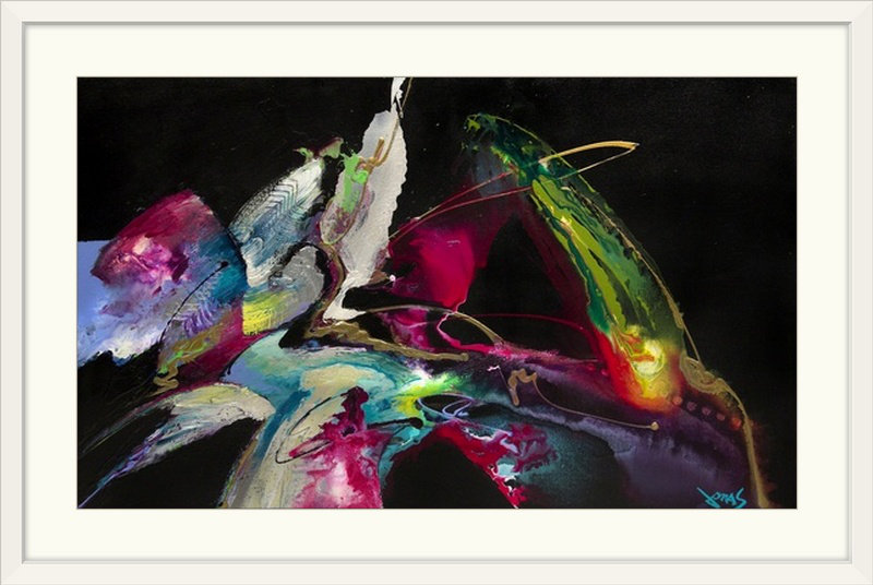 «Electric Midnight» par Frioucheburg, impression, H 20 po x l 27 po x P 1 po, Cadre blanc