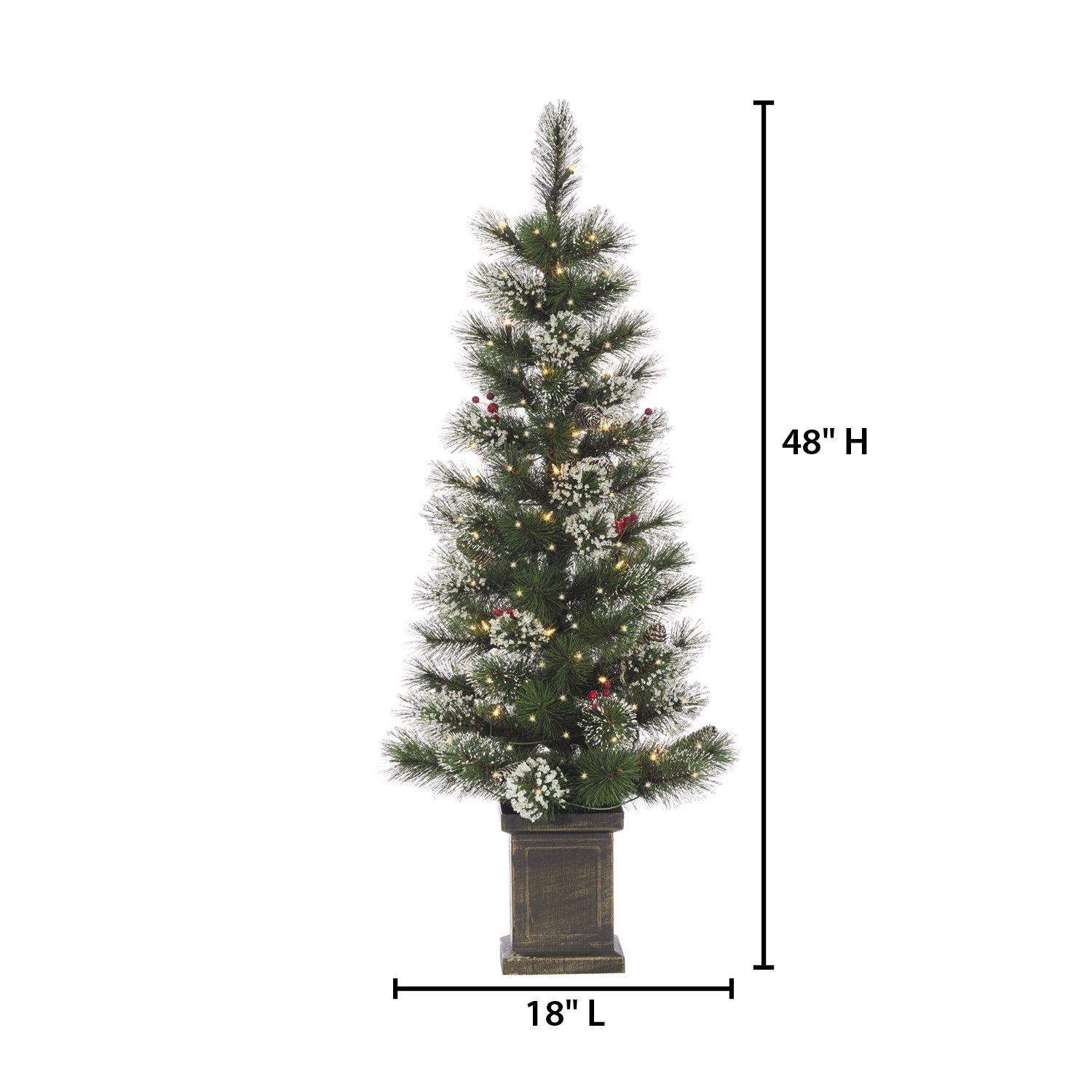 Potted 4' Pre-Lit Spruce Tree