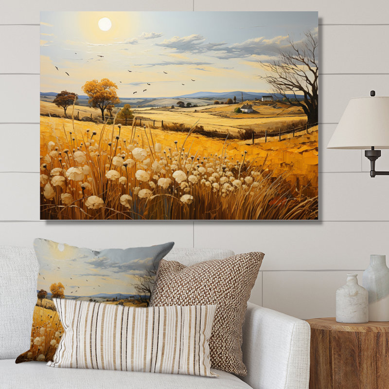 Countryside Rustling Wheat Field IV - Landscapes Canvas Wall Art, H 16 po x l 32 po x P 1 po, Toile tendue