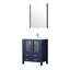 Bleu marine, 30 po Largeur, meuble-lavabo, comptoir de lavabo en céramique blanche, robinet à levier unique, 28 lavabos carrés à miroir à fixation murale, trou, miroir rectangulaire-817830113