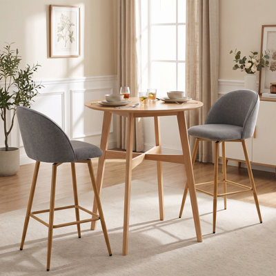 Ensemble de salle à manger 3 pièces, hauteur de comptoir rond 35,4 po, avec tabourets de comptoir pivotants et rembourrés pour petits espaces
