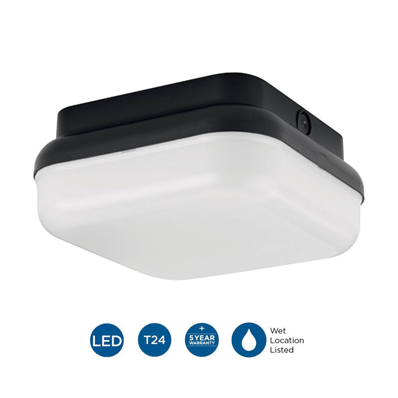 Plafonnier encastré carré 10 po Hard Nox, Noir