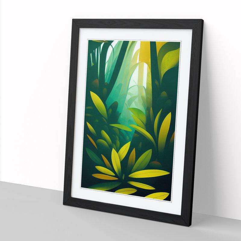 Rain Forest Art - Single Picture Frame Print, 64cm H x 46cm W x 2cm D, Oak