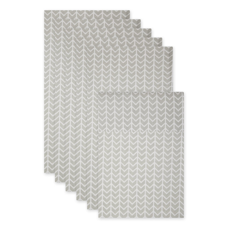 FRENCH BLUE HERRINGBONE PRINT FRIDGE LINER SET/6, Cool Grey