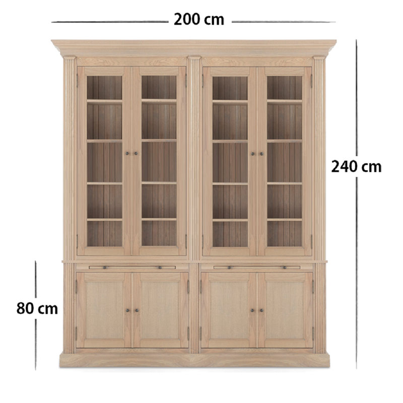 Eiri 240 cm H Library Bookcase, 240cm H x 300cm W x 80cm D