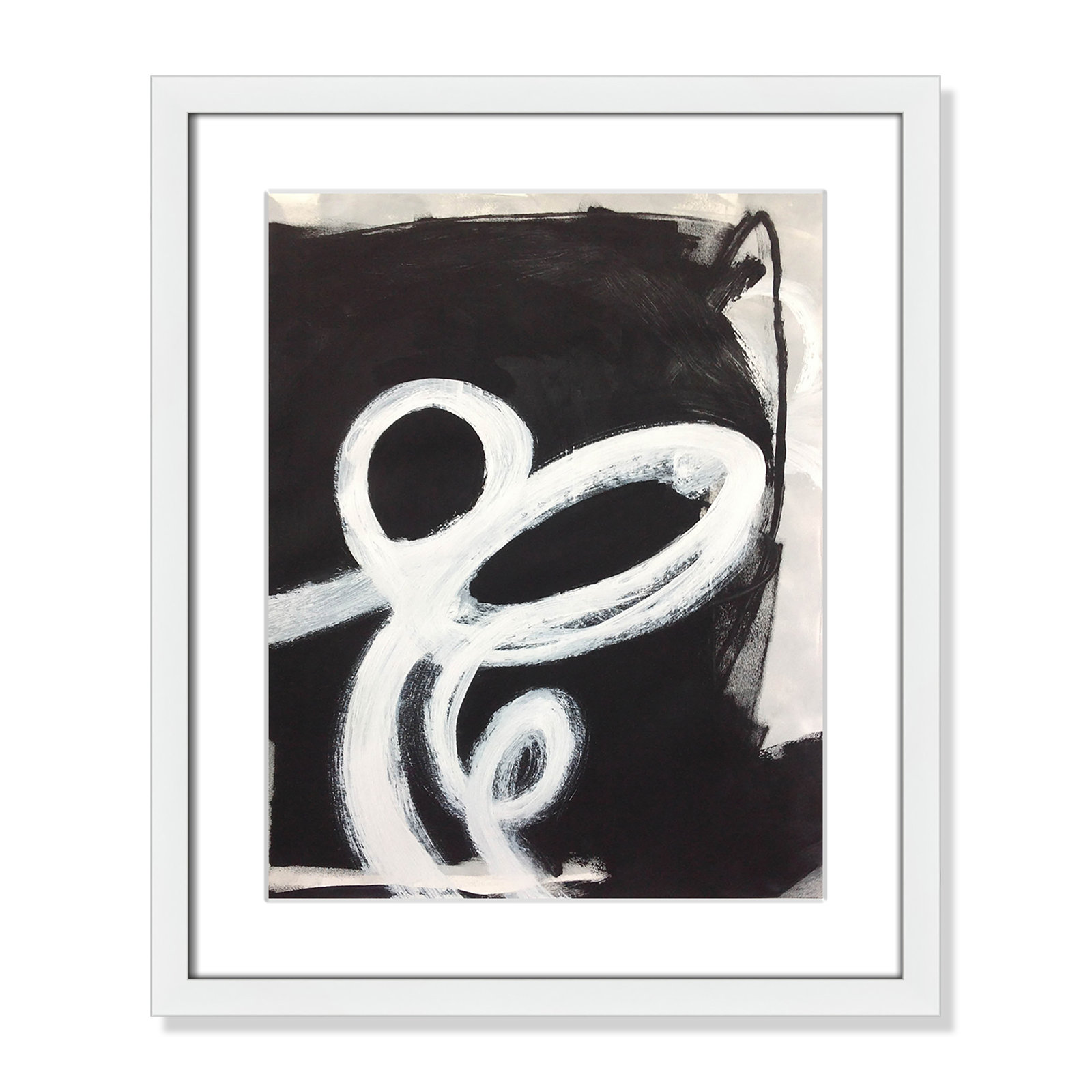 Bronte "Swirly Swirls II" Print, 19" H x 16" W x 1.25" D, White Single Picture Frame, Yes