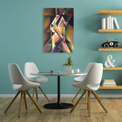 «Geometric Woman in Motion Abstract Colorful Elegant», reproduction d'art murale