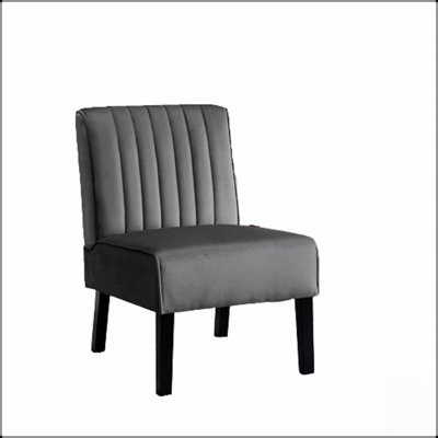 Ensemble de 2 fauteuils d'appoint de style moderne du milieu du siècle, au design minimaliste, élégant revêtement en velours et pieds en bois massif, idéal pour le salon ou la chambre, gris