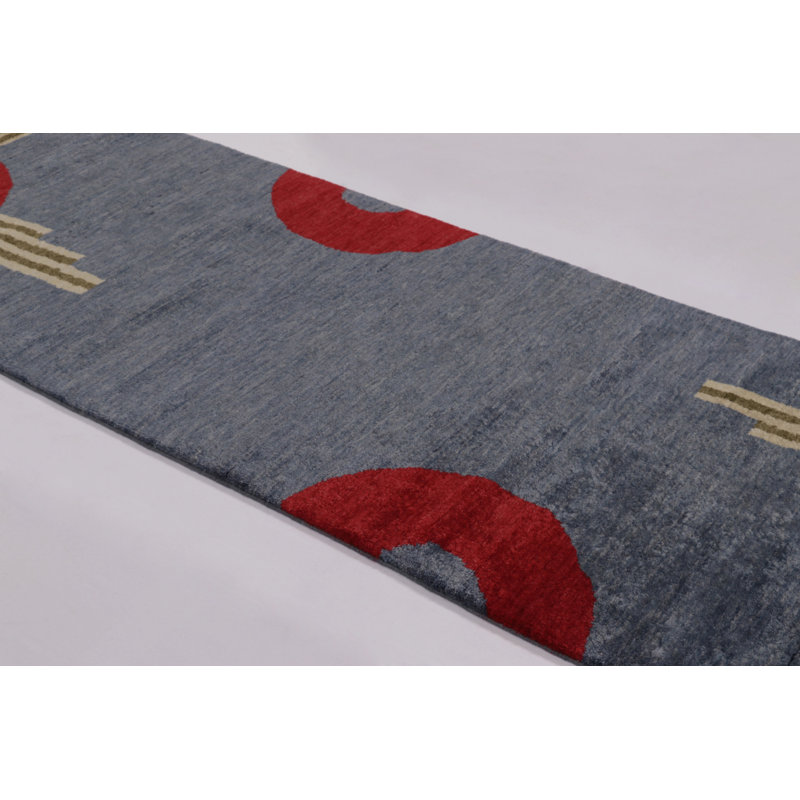 Art Deco One-of-a-Kind 3'1X9'2 Hand Knotted Area Rug