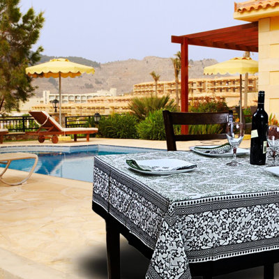 Floral Cotton Block Print Tablecloth