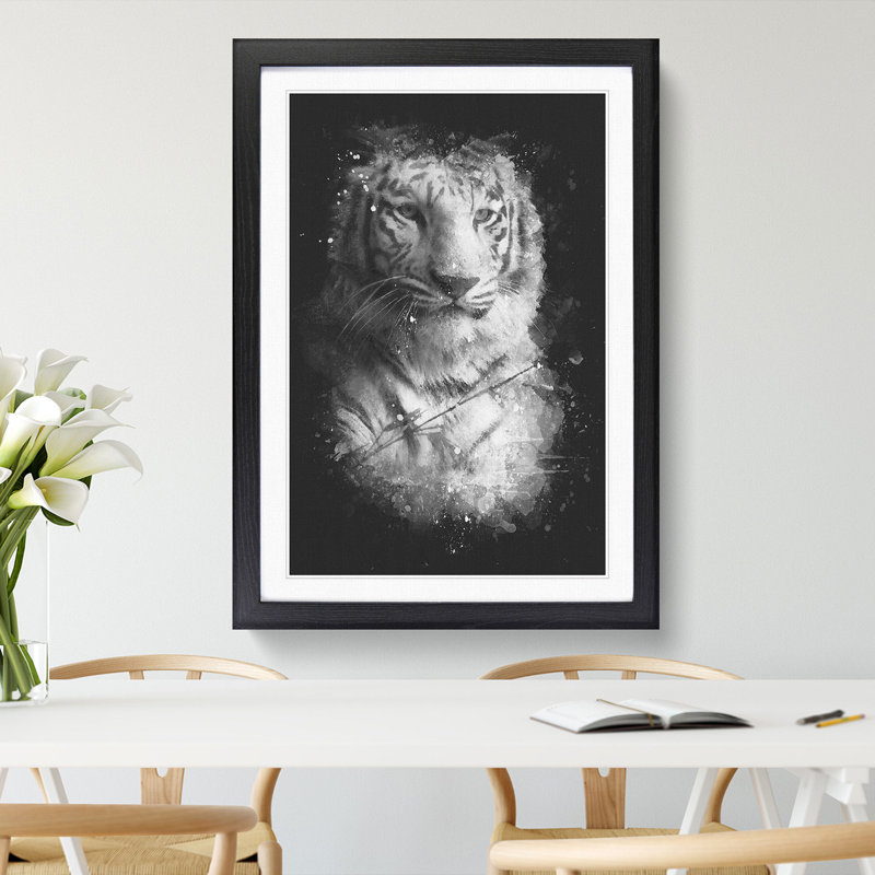 Tiger Vol.3 Paint Splash - Picture Frame Graphic Art, Black, 48cm H x 36cm W x 2cm D