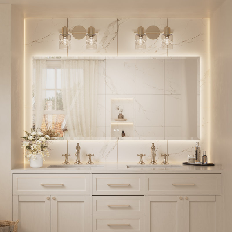 Miroir de salle de bain biseauté à rétroéclairage DEL, 36 po x 72 po
