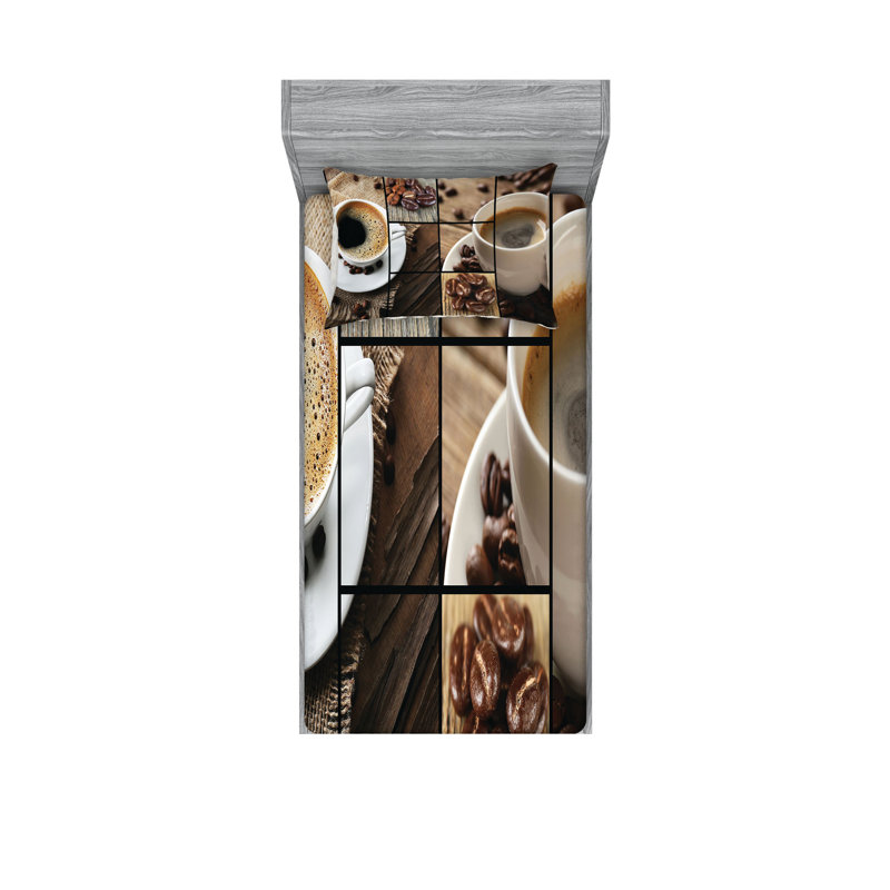 Ensemble de draps et taies décoratives Ambesonne Brown, Ensemble de draps pour lit simple + 1 drap-housse 