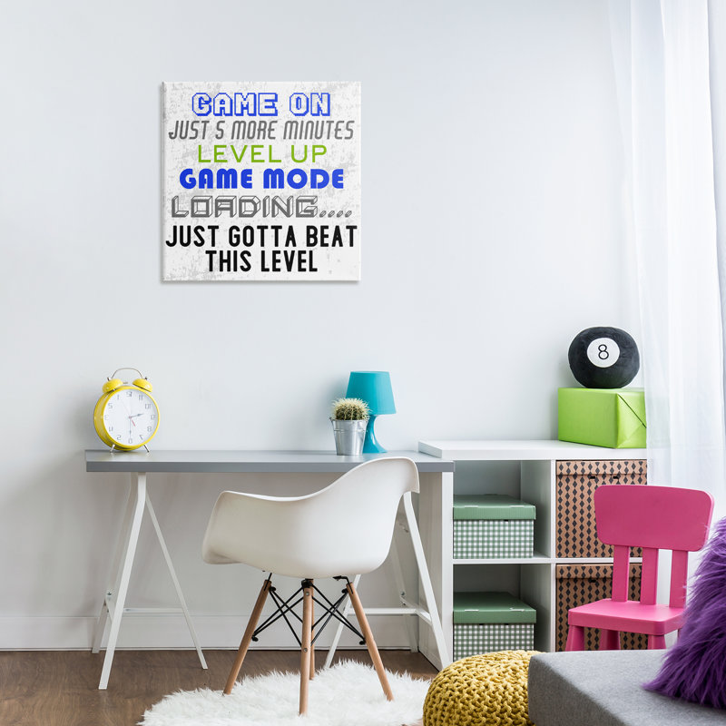 Art mural sur toile, "Game mode phrases" par Kim Allen, H 24 po x l 24 po
