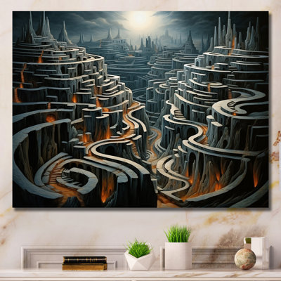 Labyrinthe surréel paysage I - art mural surréalisme