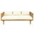 67.5" Outdoor Patio Daybed Sofa Bed, Acacia Wood Frame, Rattan Arms, Cushion & Pillow-1429376961