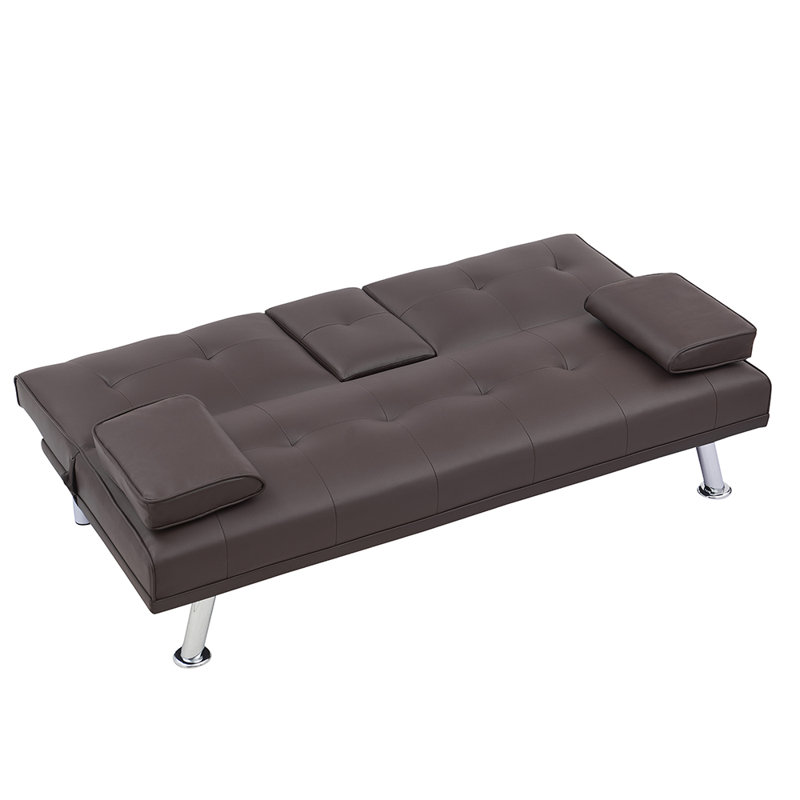 Gabouray 67'' Faux Leather Sofa, Brown Faux Leather