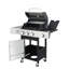 3 barbecues au gaz propane avec brûleur latéral, grilles en fonte émaillée et 3 brûleurs à flamme en acier inoxydable, roulettes portatives