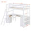 Lit mezzanine simple avec tiroirs, armoire, tablettes et bureau, lit mezzanine en bois avec bureau - blanc