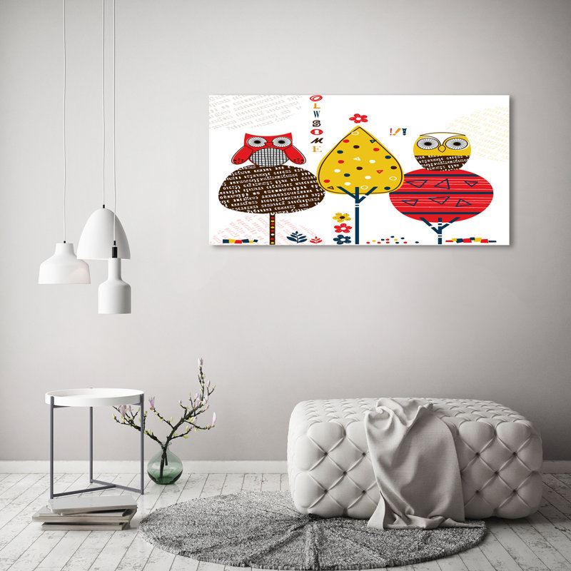 Owls On The Tree - No Frame Print on Canvas, 120cm H x 60cm W, No Frame