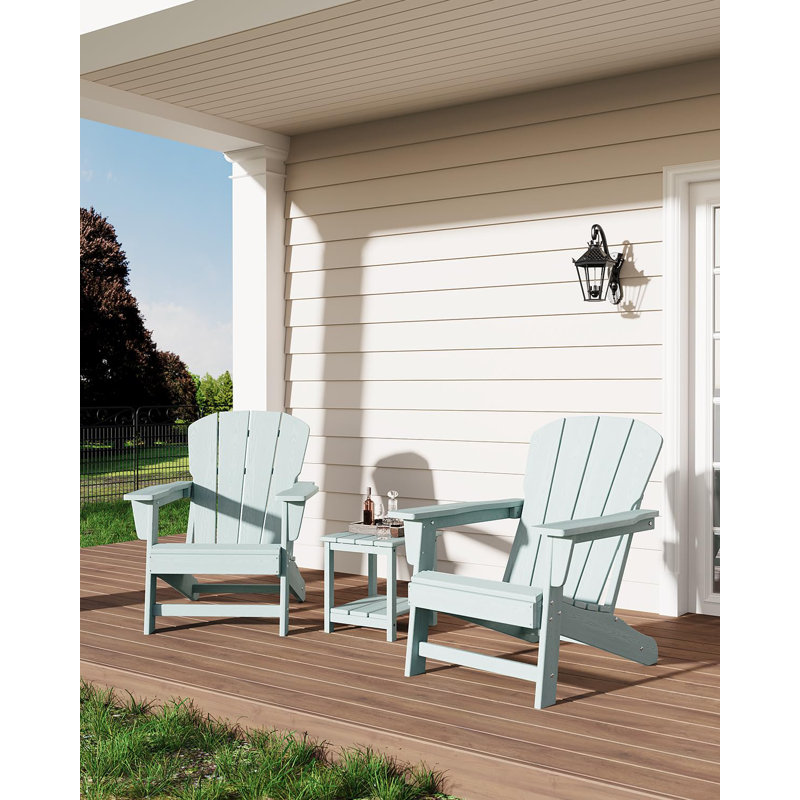 Modern HDPE Plastic Adirondack Chair Set of 2 - Oversize 380LB Poly Lumber Weather Resistant Firepit Chair - Outdoor Patio Chairs with Wooden Textured for Deck, Pool, Porch