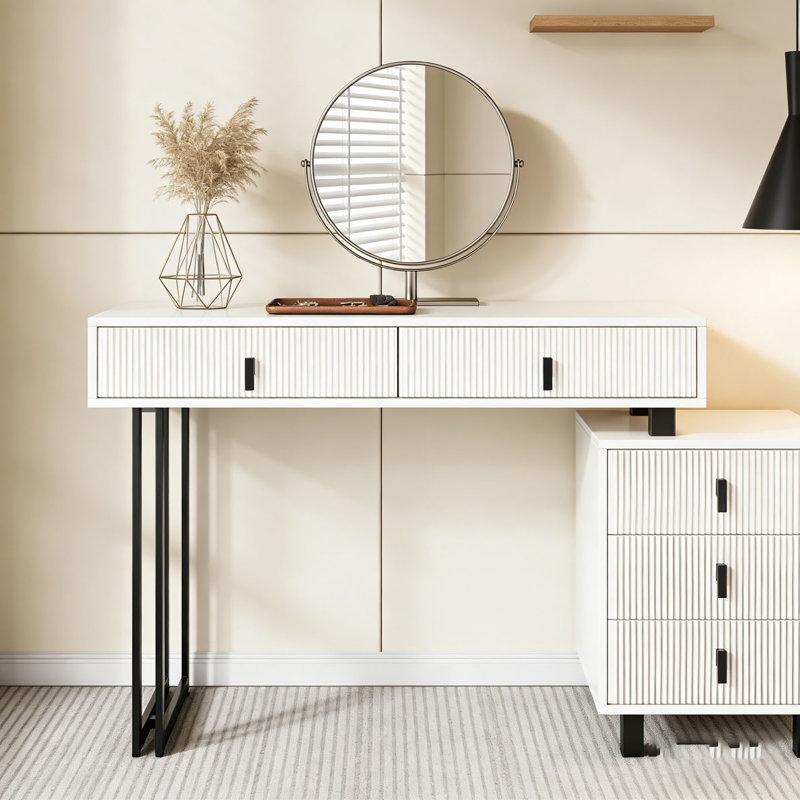 Adjustable-Length Vanity with Cloud LED Mirror