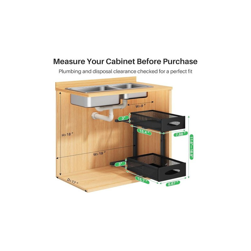 Adjustable Stainless Steel Under Sink Organiser