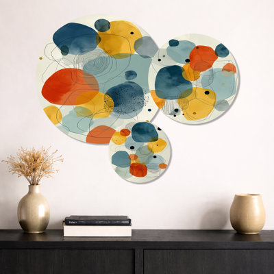 Art mural en métal 3 pièces Minimalist Meditation Stone Collage II - marbre bleu