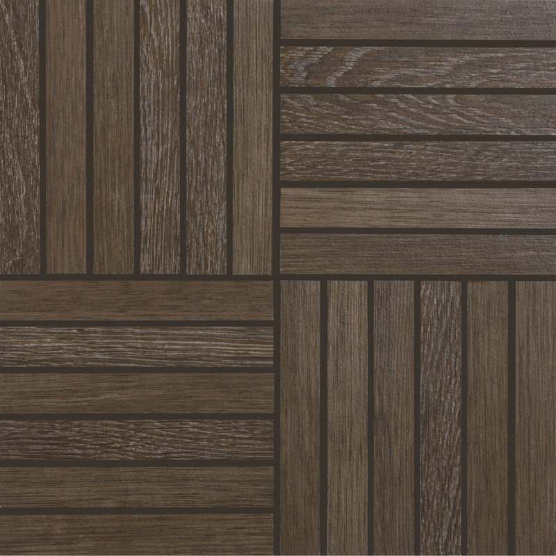 Harmony Grove 1" x 6" Porcelain Wood Look Mosaic Wall & Floor Tile, Oak/Olive Chocolate