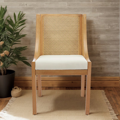 Chaise d'appoint Farmhouse Rustic - Chaise de salle à manger en bois massif durable avec siège rembourré en lin et accoudoirs décoratifs