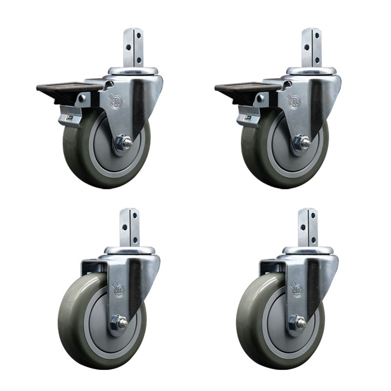 4 Piece Polyurethane Caster Set, Gray