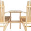 Chaise Adirondack en bois pour deux pour l'extérieur Outsunny, ensemble de chaises de foyer d'extérieur avec table et trou pour parasol, chaises de patio pour terrasse, piscine, jardin