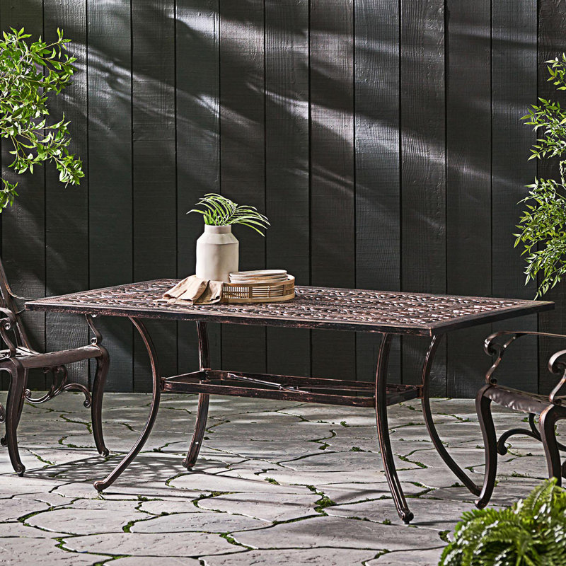 Akyra Outdoor Rectangular Cast Aluminum Dining Table