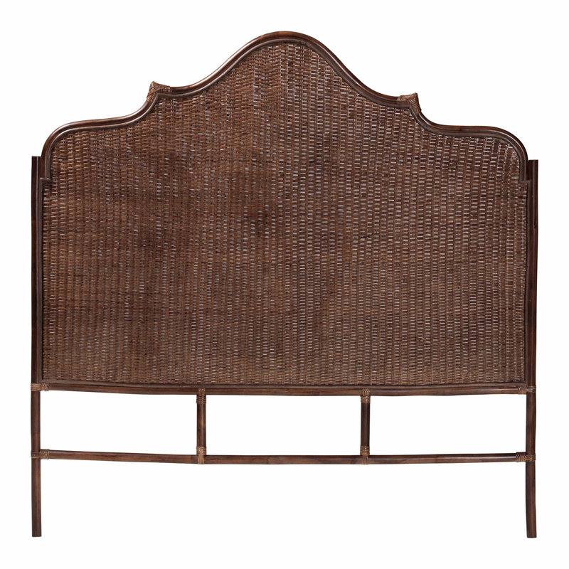 bali & pari Jaelle Natural Rattan Standalone Headboard - Handwoven Wicker Panel Headboard with Arch Top, Queen, Queen