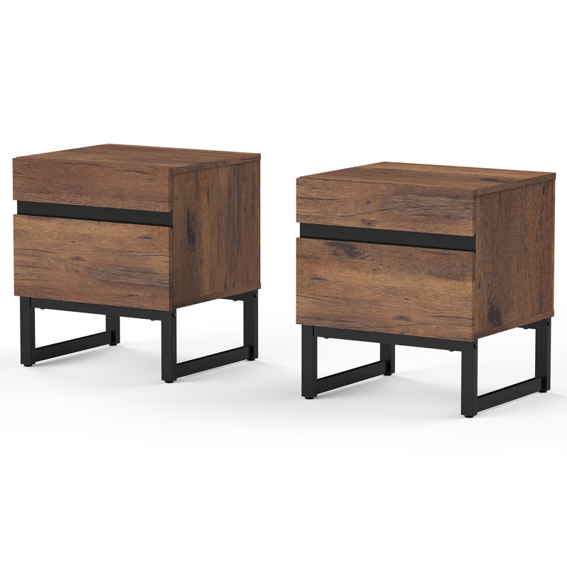 Aadam Nightstand With 2 Drawers, Brown, Set of 2