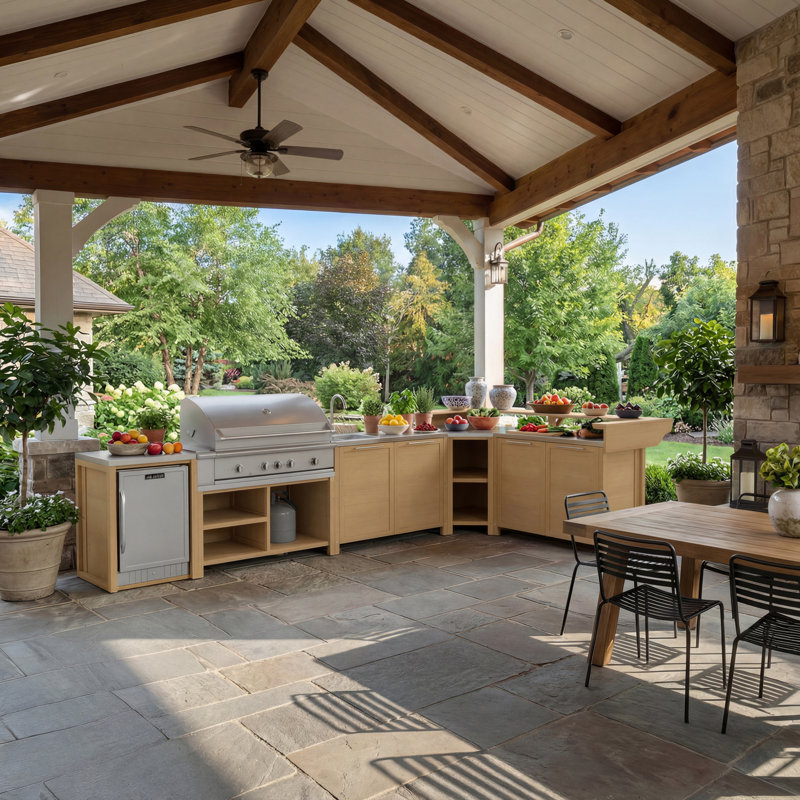 Îlot de cuisine d'extérieur 5 pièces 5 pièces, Jaune