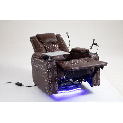 Power Zero Gravity Recliner With Multifunctional Features - Storage Armrest & Cup Holder - Laptop Table & Phone Holder- Reading Light & LED - Infinite Position Recline For Living Room & Office