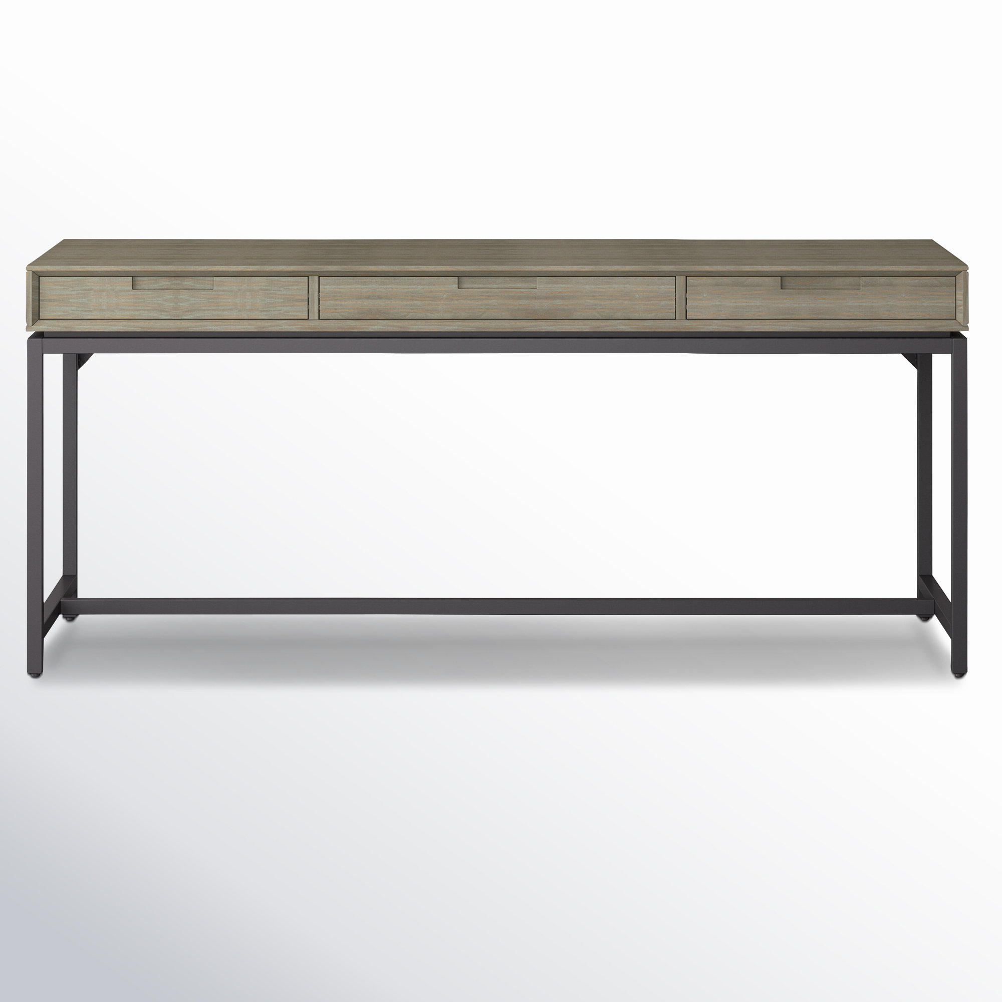 Lars Mid Century Desk, Distressed Grey/Black, 31.50" H x 72" W x 24" D