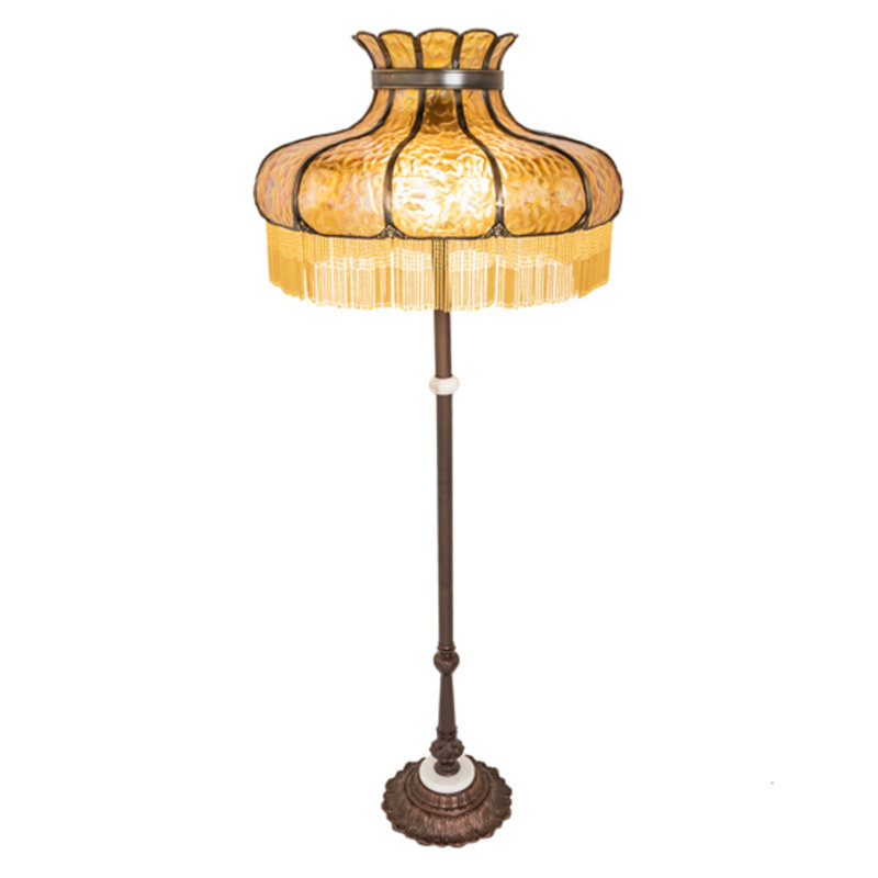 Frederick Floor Lamp, Amber/Brass
