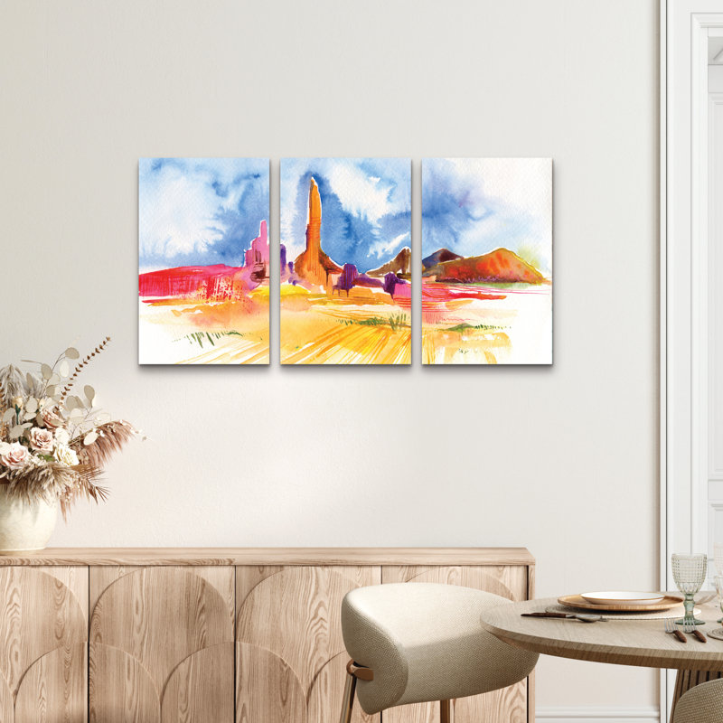 Ensemble de 3 panneaux d'art mural - Kristy riz «formation», art mural sur toile pour le salon, la chambre à coucher ou le bureau 