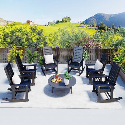Chaise berçante d'extérieur Hdpe (ensemble de 6)