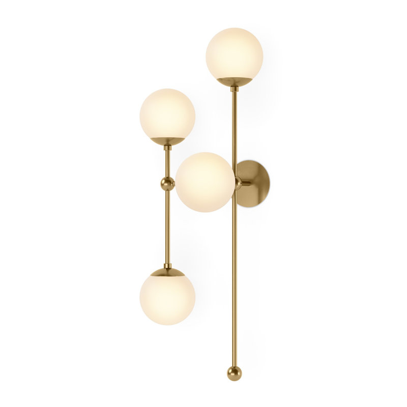 Armstrong 4 - Light Armed Sconce, Opal Matte, Burnished Brass