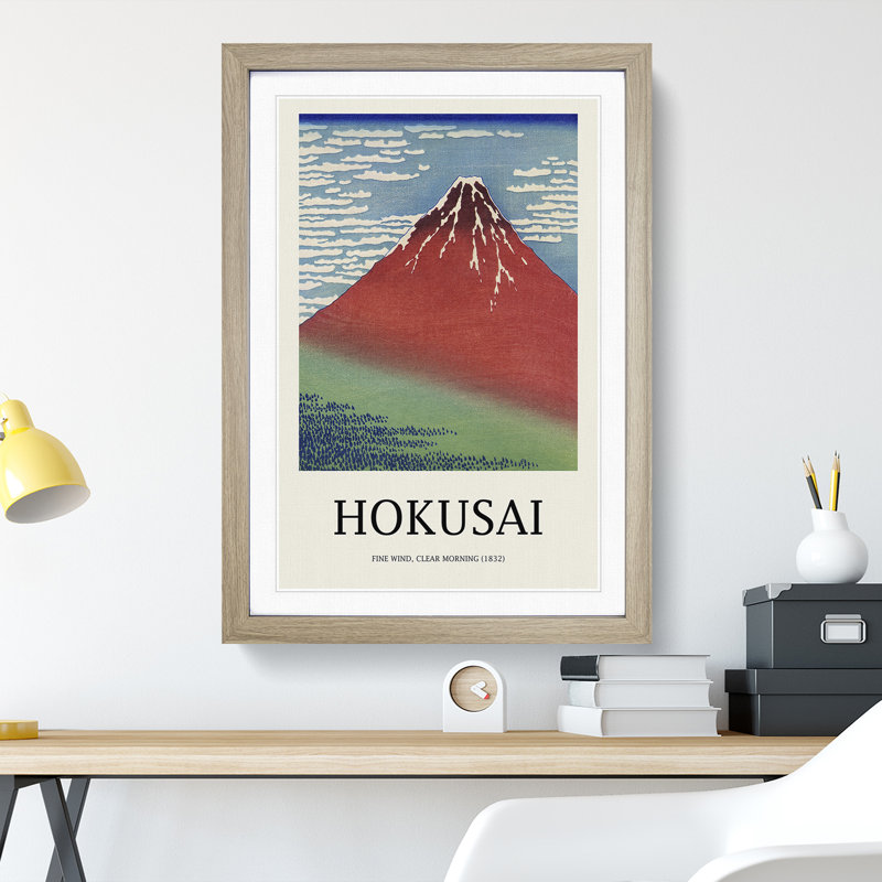 Fine Wind, Clear Morning by Katsushika Hokusai - Single Picture Frame Print, 36cm H x 27cm W x 2cm D, Oak Framed