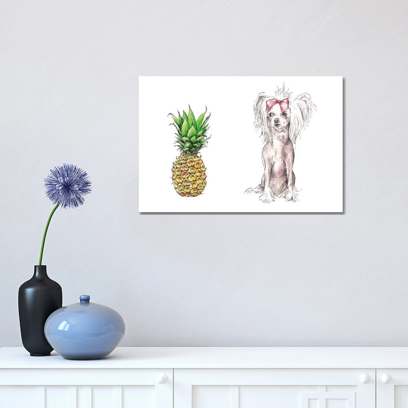 Chinese Crested And Pineapple With The Same Haircut by Wandering Laur - Wrapped Canvas Gallery-Wrapped Canvas Giclée