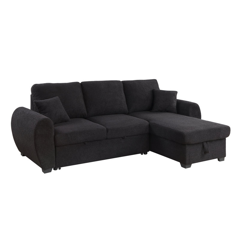 Canapé-lit modulaire réversible en molleton noir Teddy Vera95
