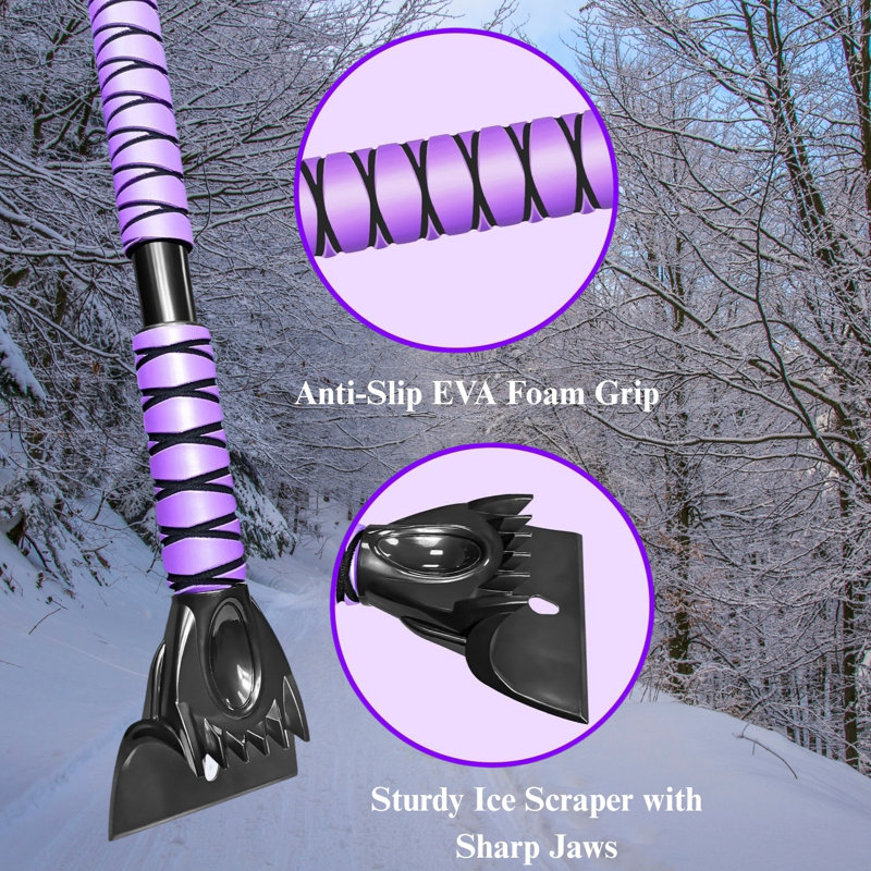 44 Inch Extendable Snow Brush & Ice Scraper - Comfortable - Fits SUV Truck Windshield Window Purple