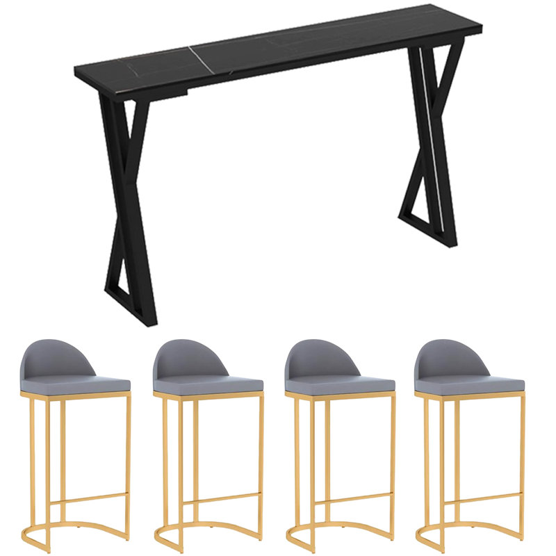 Edenfield, 7 pièces: table, 6 chaises, Blanc, Doré