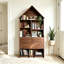 Bureau d'artisanat pliant avec tablettes de rangement, bureau convertible dissimulé en bibliothèque, bureau pliable avec rangement, bureau de disparition pour petits espaces, table de bricolage multifonctionnelle, bureau de coiffeuse