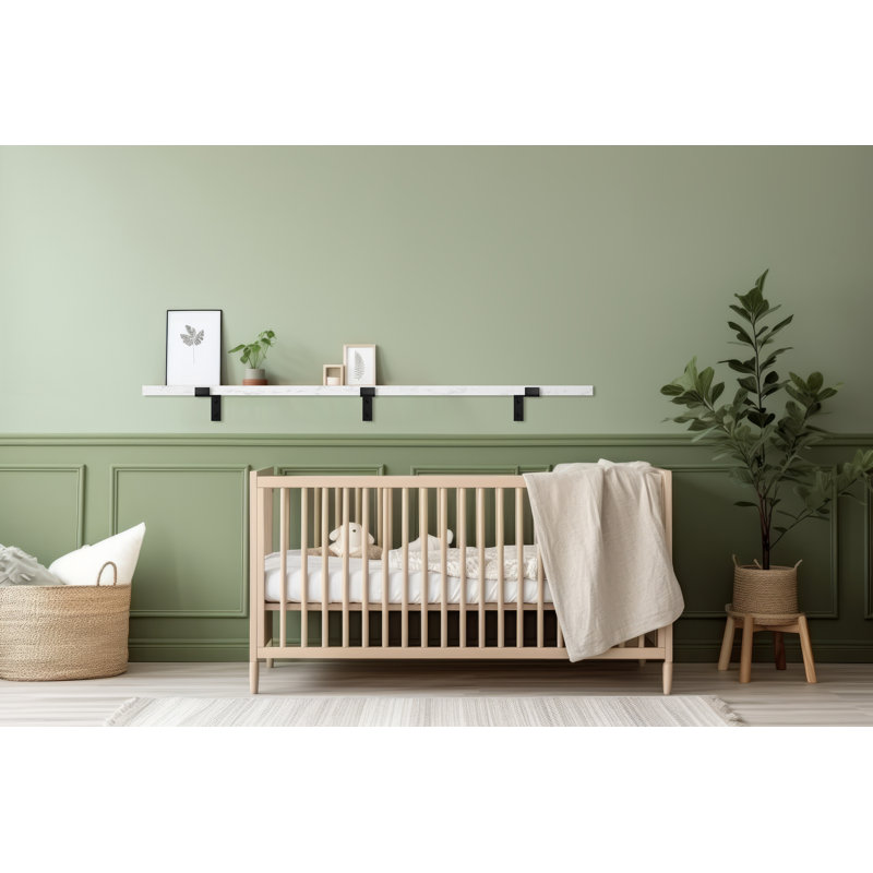 Berthamae Poplar Bracket Shelf, White, 1" H x 69" W x 6" D