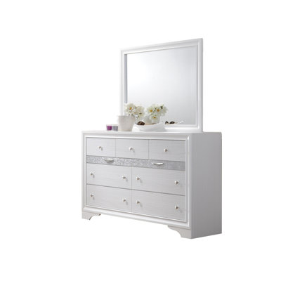 Commode 7 tiroirs Traditional en bois blanc